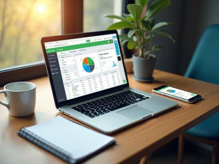 Bærbar med dataanalyse på skrivebord