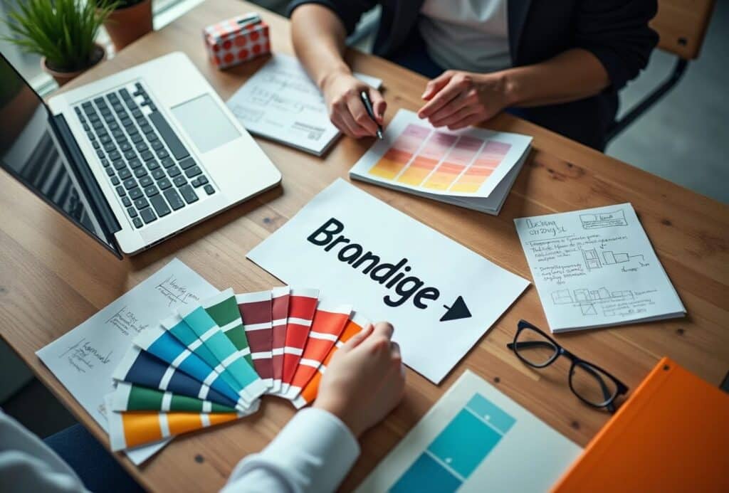 Design team working with colour swatches and notes